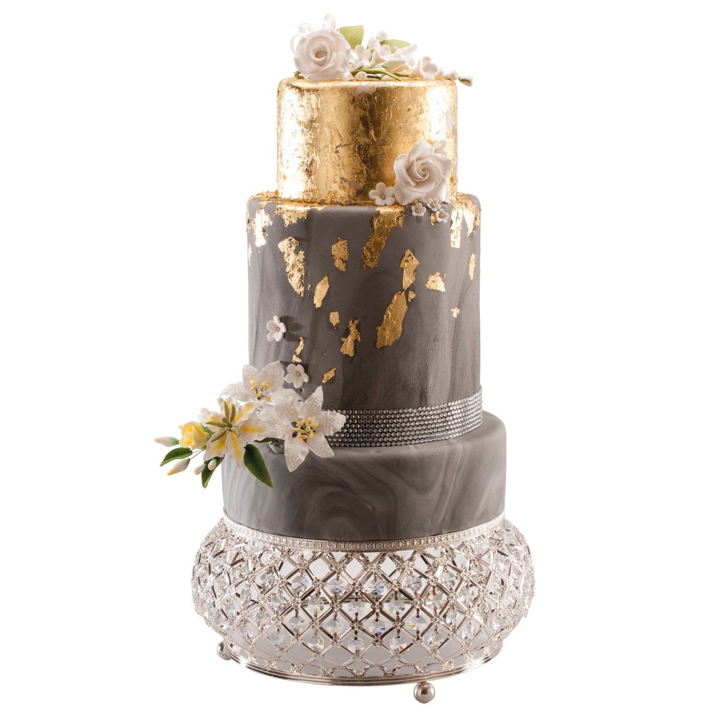 SUGAR DECORATION 5 BOUQUETS ASSORTMENT IN WHITE 15CM