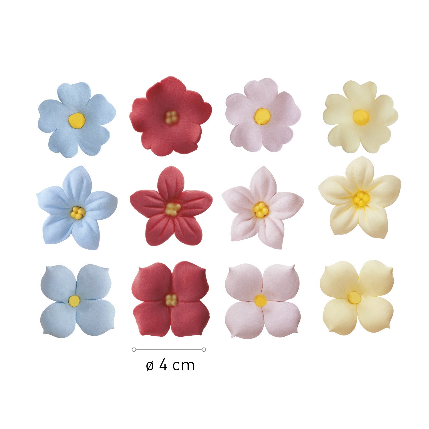 DECORATION EN SUCRE SOFIA FLEUR ASSORTI Ø 4CM
