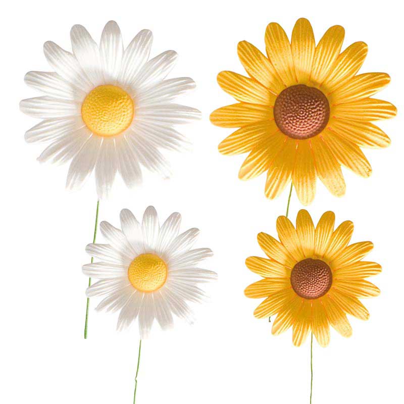 SUGAR DECORATION DAISY FLOWERS WHITE AND YELLOW 6,5-4,5CM