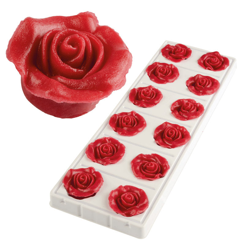 ROSES EN SUCRE DOUX COULEUR ROUGE Ø 3,5CM