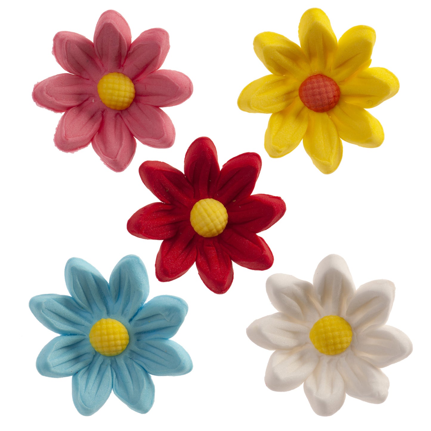FLEURS EN SUCRE MARGUERITES 5 COULEURS ASSORTIES Ø 3CM