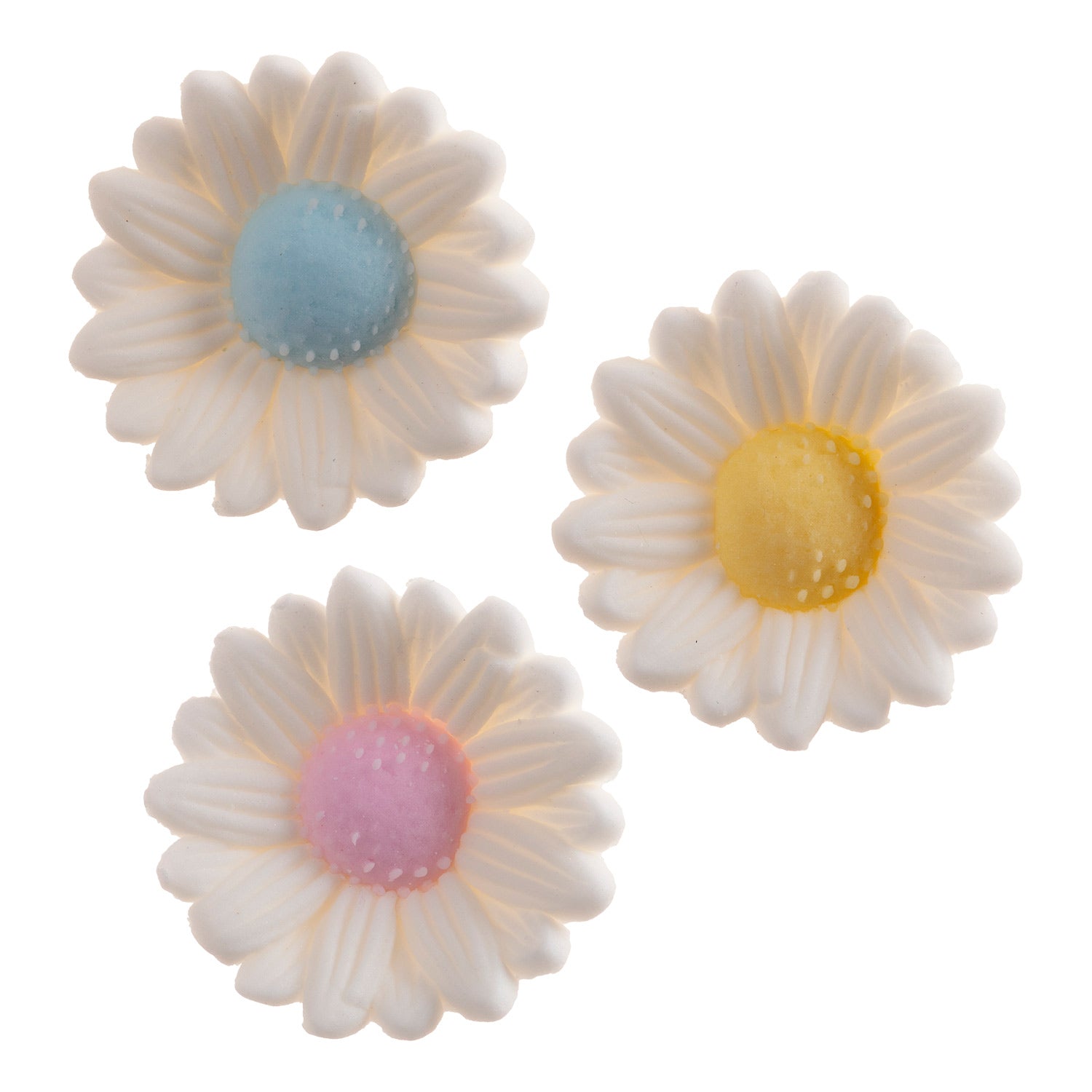 SUGAR CAKE DECORATION YELLOW DAISIES CENTER 3 COLOURS Ø 3.2CM