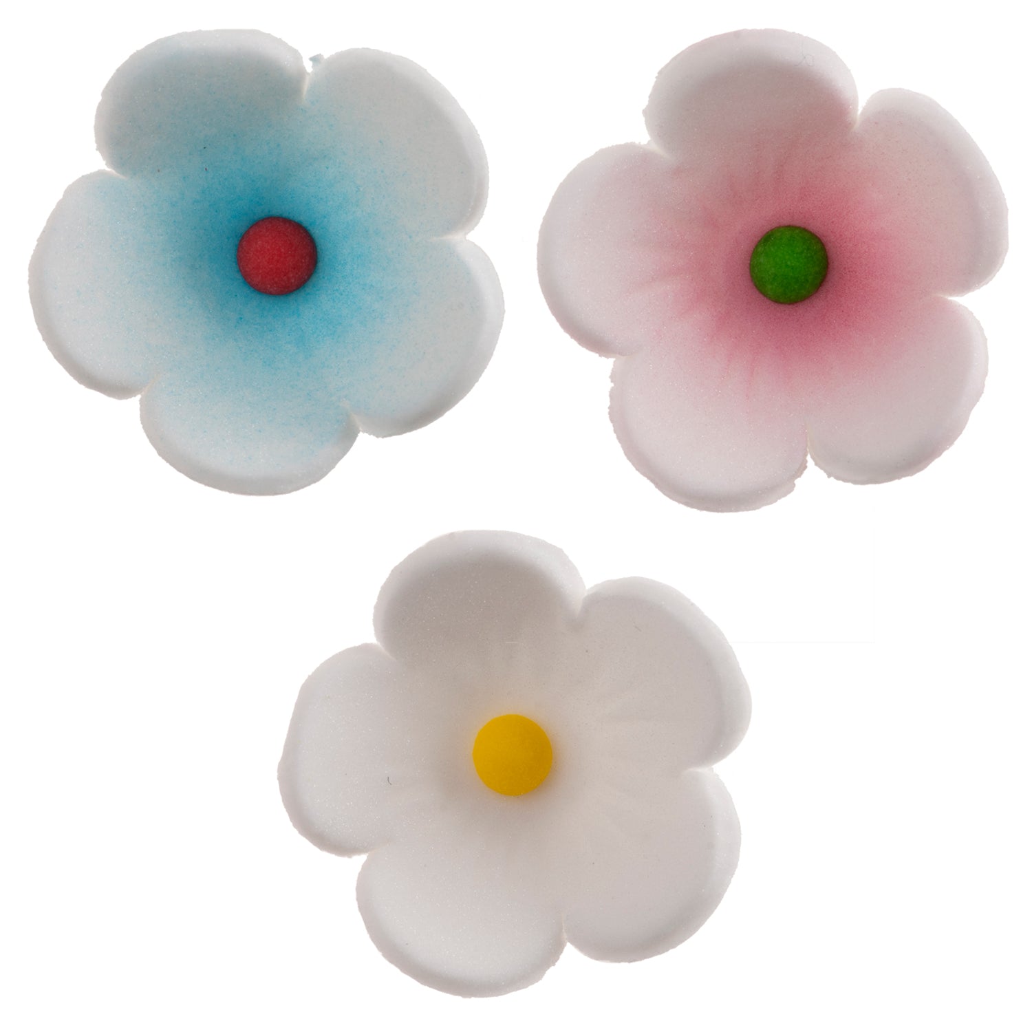 DECORATION EN SUCRE FLEUR DES BOIS 3 COULEURS Ø 2,5 CM