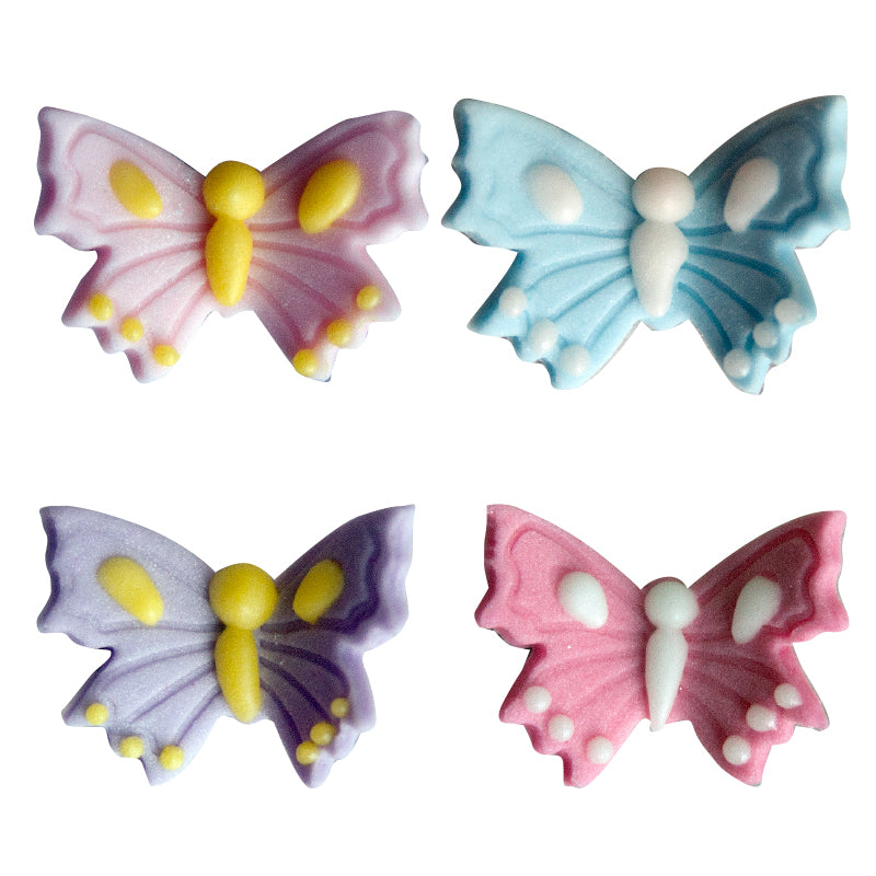 DECORAZIONE DI ZUCCHERO ASSORTIMENTO DI FARFALLE PASTA 25MM