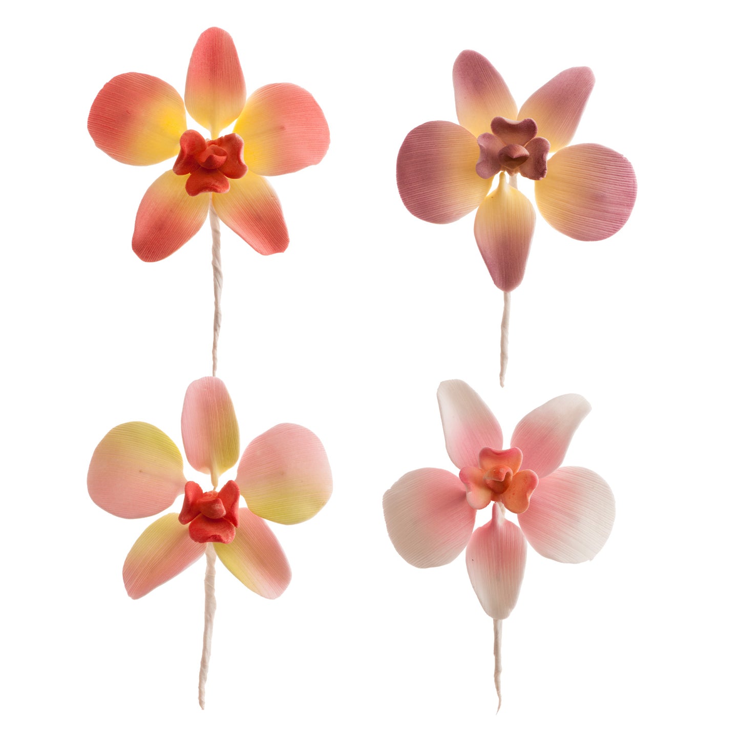 SUGAR CAKE DECORATING ORCHIDS 4 ASSORTED COLOR 7,6 cm