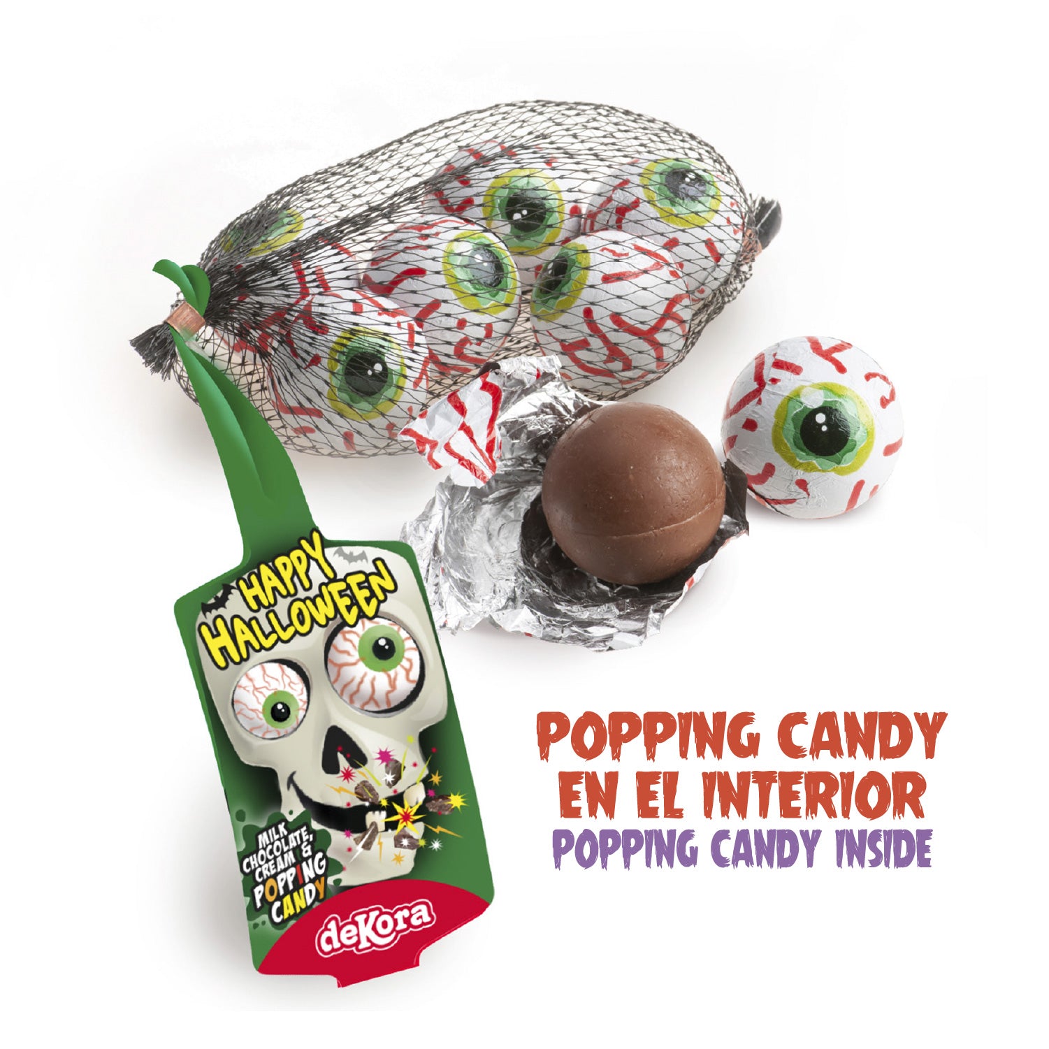 RED OJOS HALLOWEEN CHOCOLATE RELLENOS CON POPPING CANDY 75GR