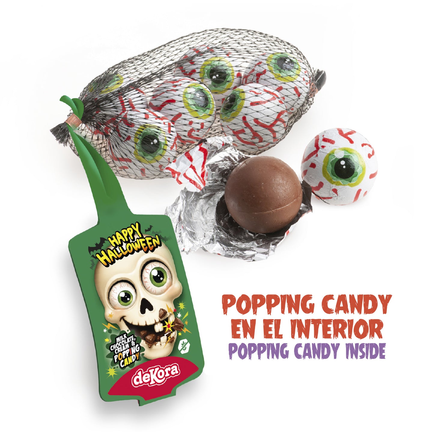 RED OJOS HALLOWEEN CHOCOLATE RELLENOS CON POPPING CANDY 75GR