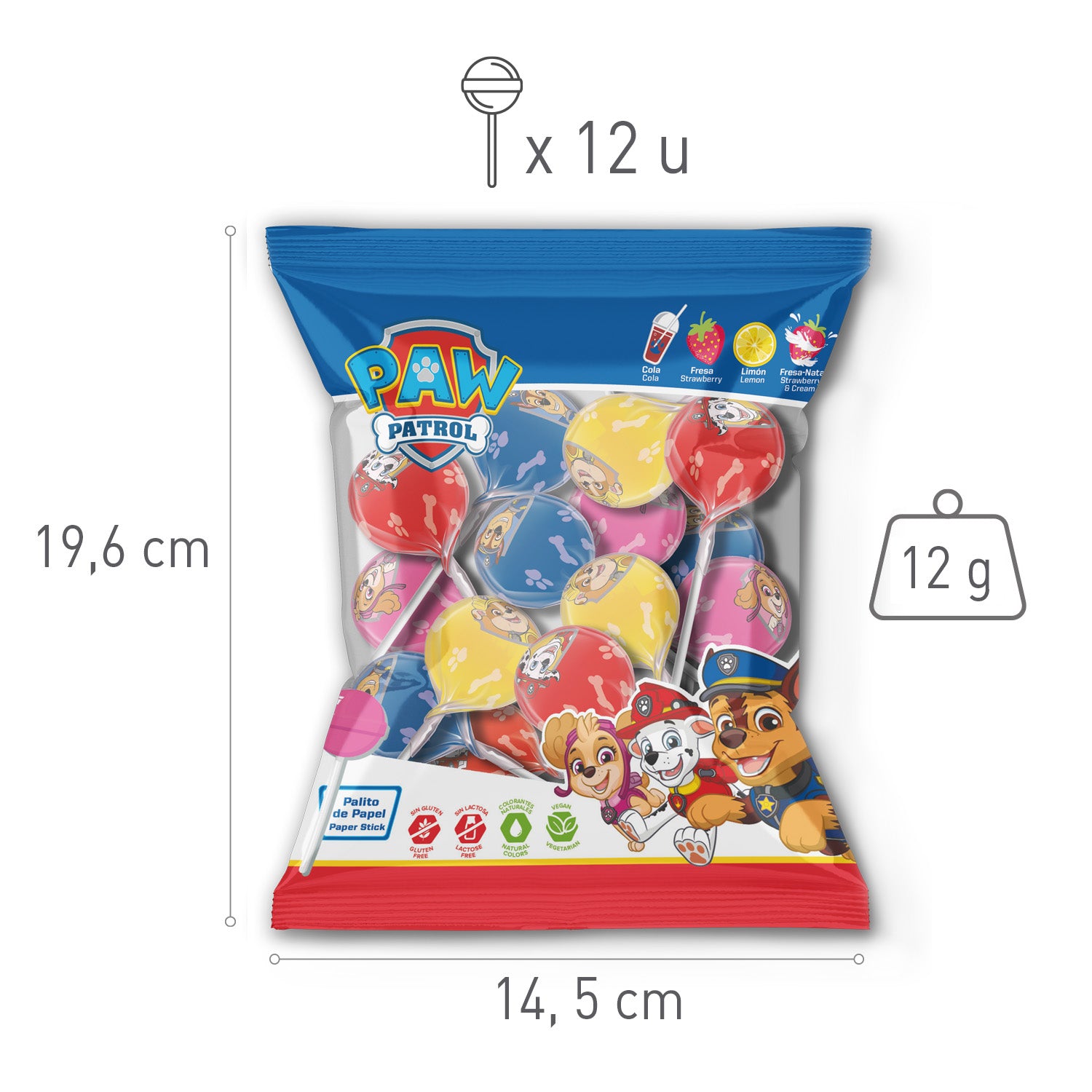 PAW PATROL CANDY LOLLIPOPS 12GR
