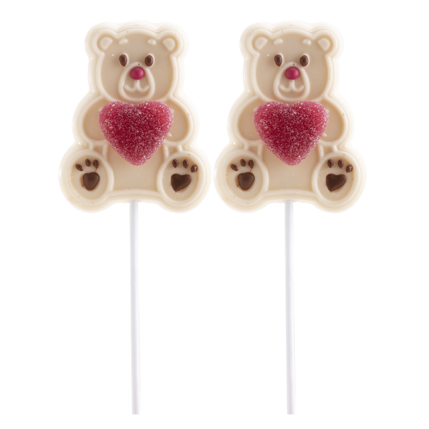 BEAR WITH JELLY HEART WHITE CHOCOLATE LOLLIPOP 45G