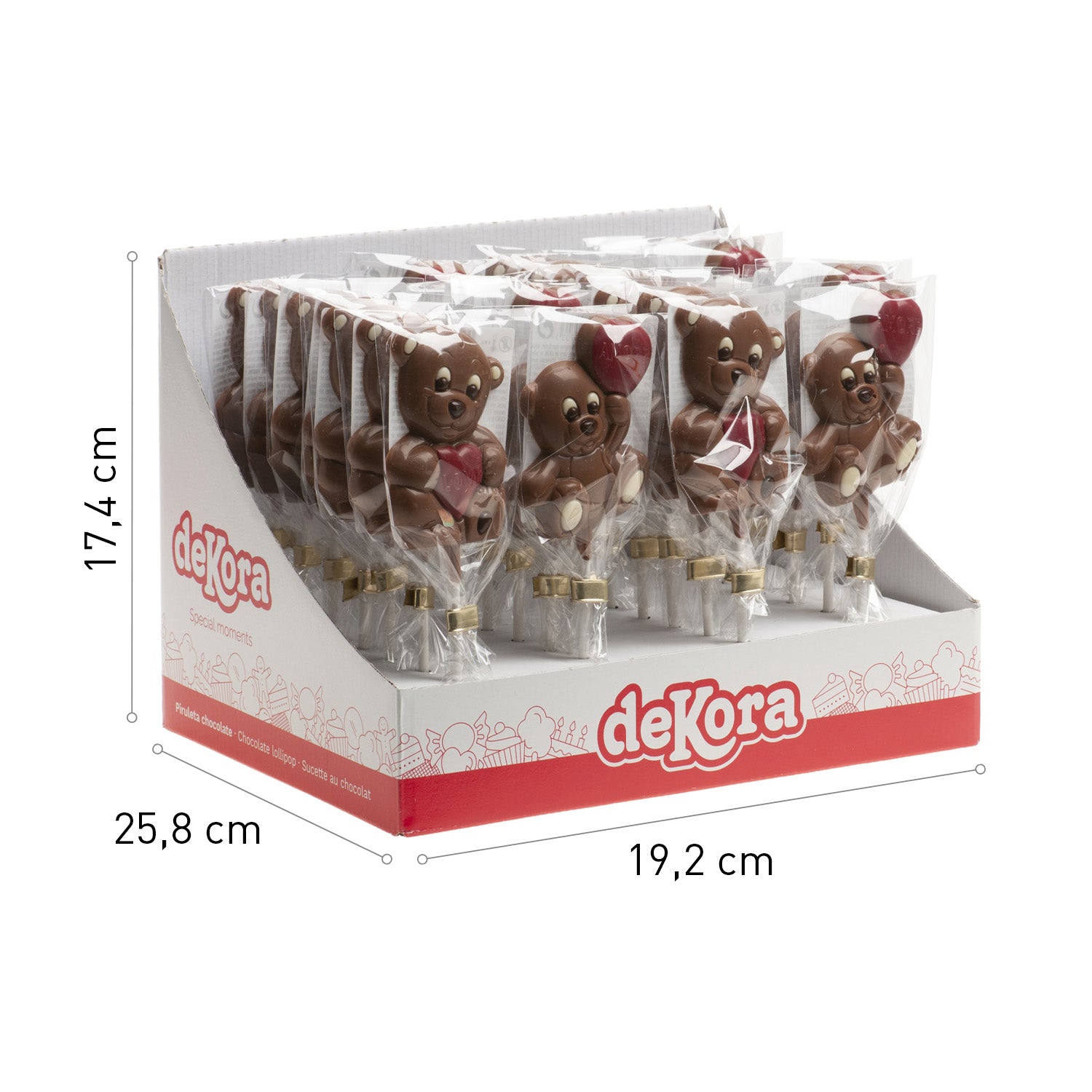 PIRULETAS CHOCOLATE OSITO SAN VALENTÍN 30GR