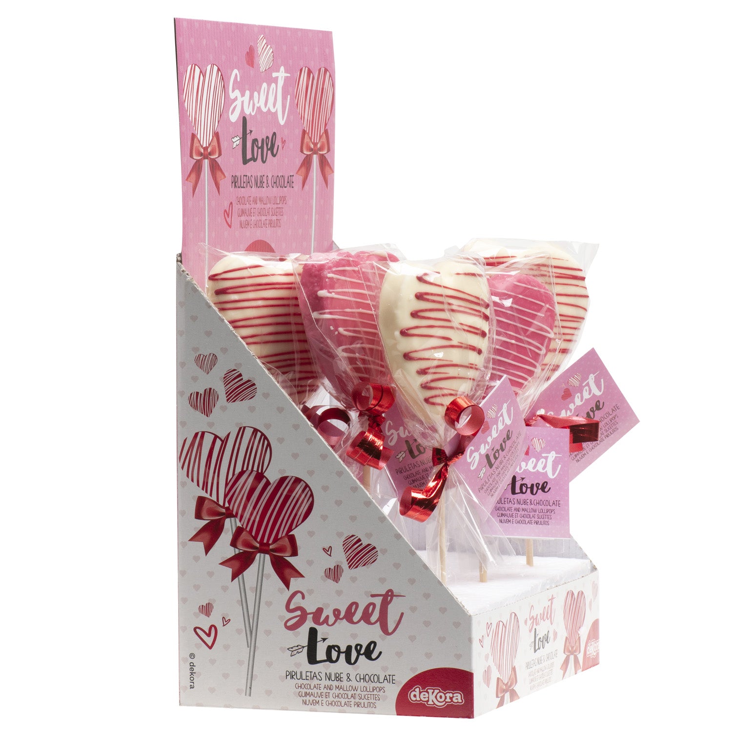 SUCETTE GUIMAUVE ET CHOCOLAT CŒURS ROSE/BLANC 30GR