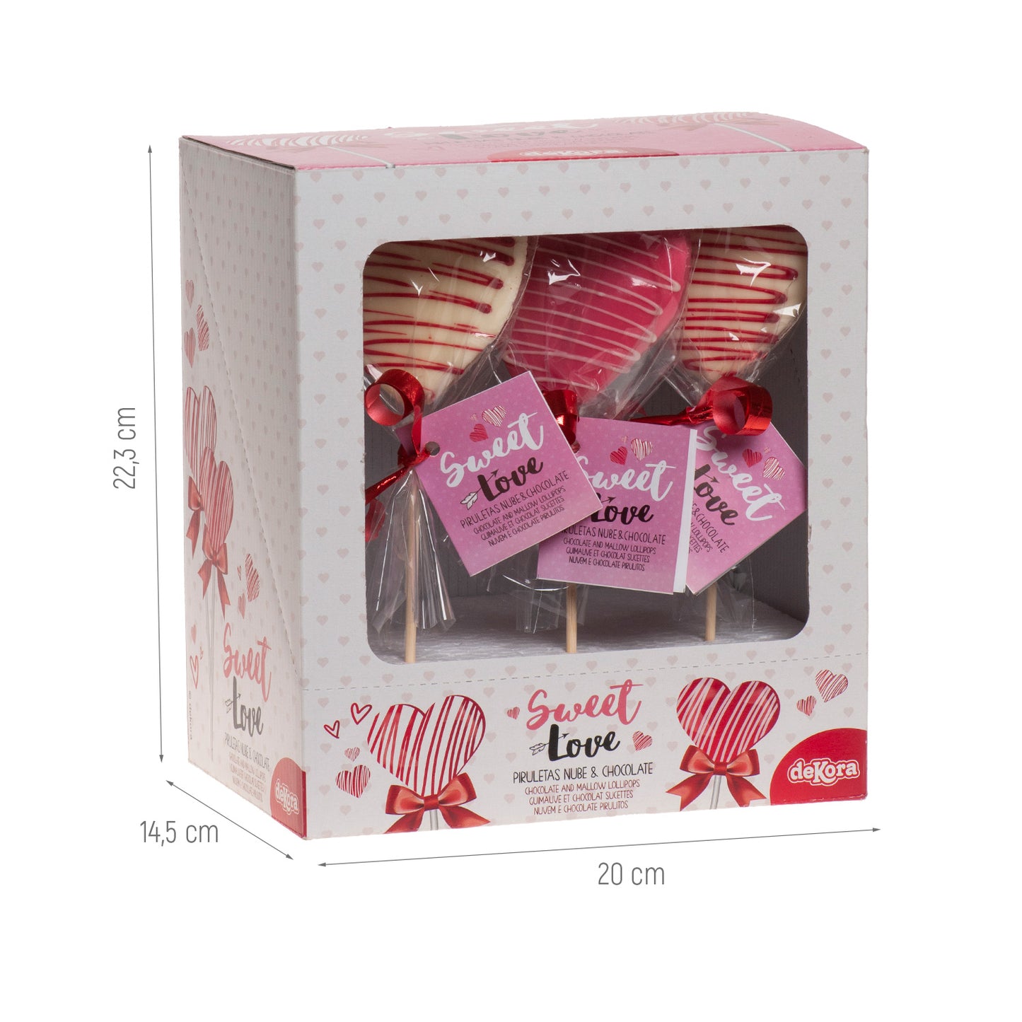 SUCETTE GUIMAUVE ET CHOCOLAT CŒURS ROSE/BLANC 30GR