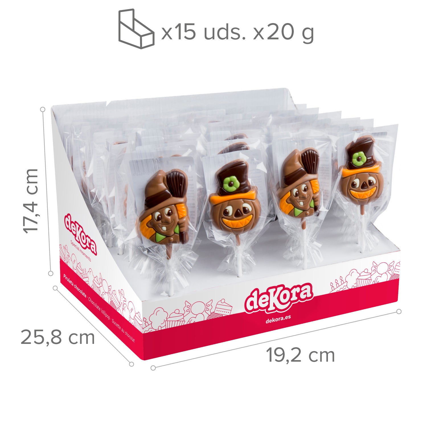 PIRULETAS CHOCOLATE HALLOWEEN 2 MOD.SURT. 20GR