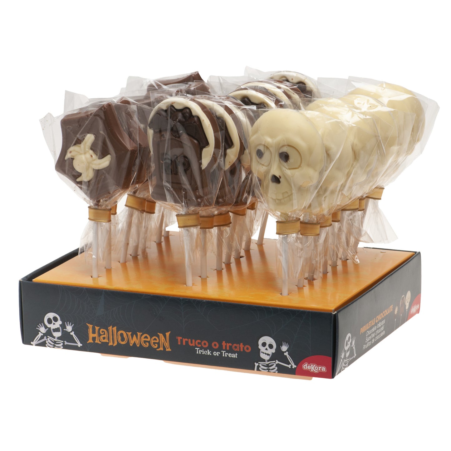ASSORTED HALLOWEEN CHOCOLATE LOLLIPOPS 3 ASST. MOD. 25GR