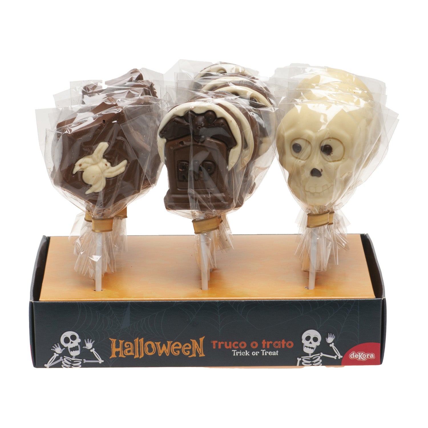 ASSORTED HALLOWEEN CHOCOLATE LOLLIPOPS 3 ASST. MOD. 25GR