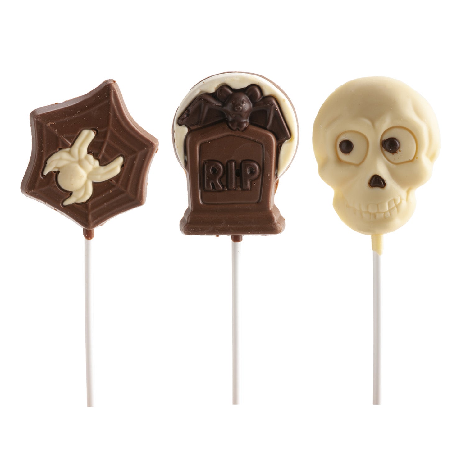 ASSORTED HALLOWEEN CHOCOLATE LOLLIPOPS 3 ASST. MOD. 25GR