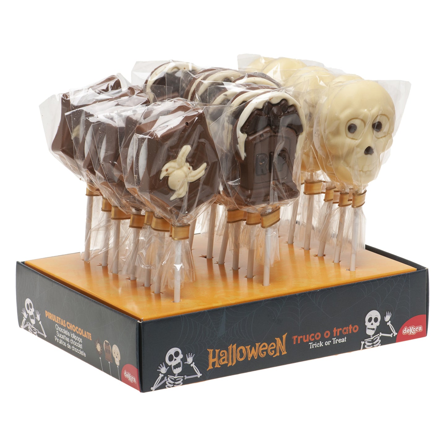 ASSORTED HALLOWEEN CHOCOLATE LOLLIPOPS 3 ASST. MOD. 25GR