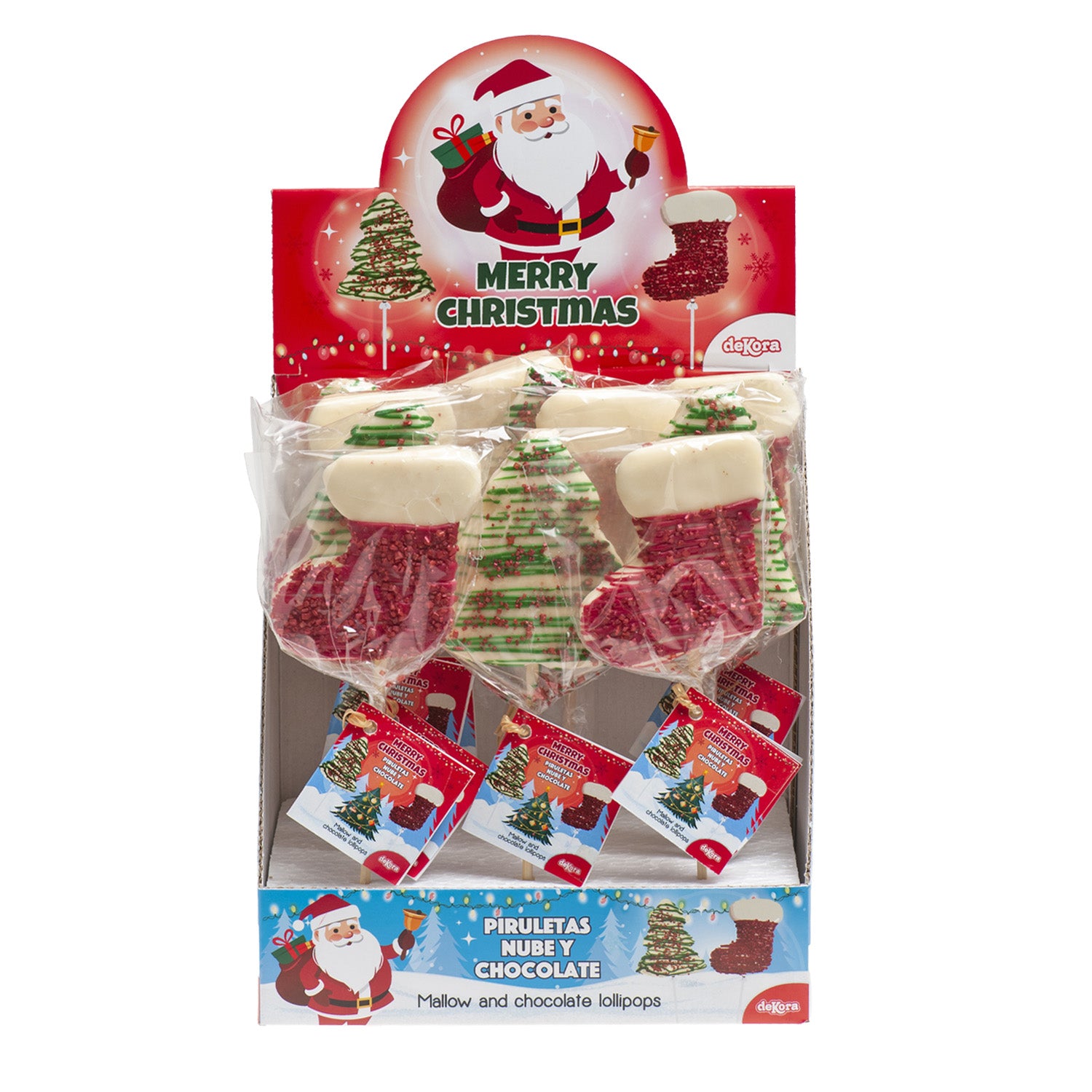 PIRULETA NUBE Y CHOCOLATE SURTIDO BOTA Y ÁRBOL NAVIDAD 30GR
