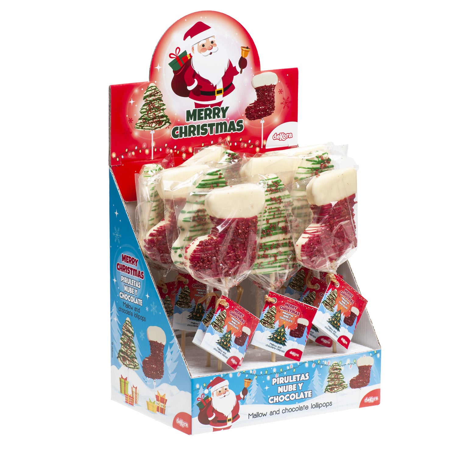PIRULETA NUBE Y CHOCOLATE SURTIDO BOTA Y ÁRBOL NAVIDAD 30GR