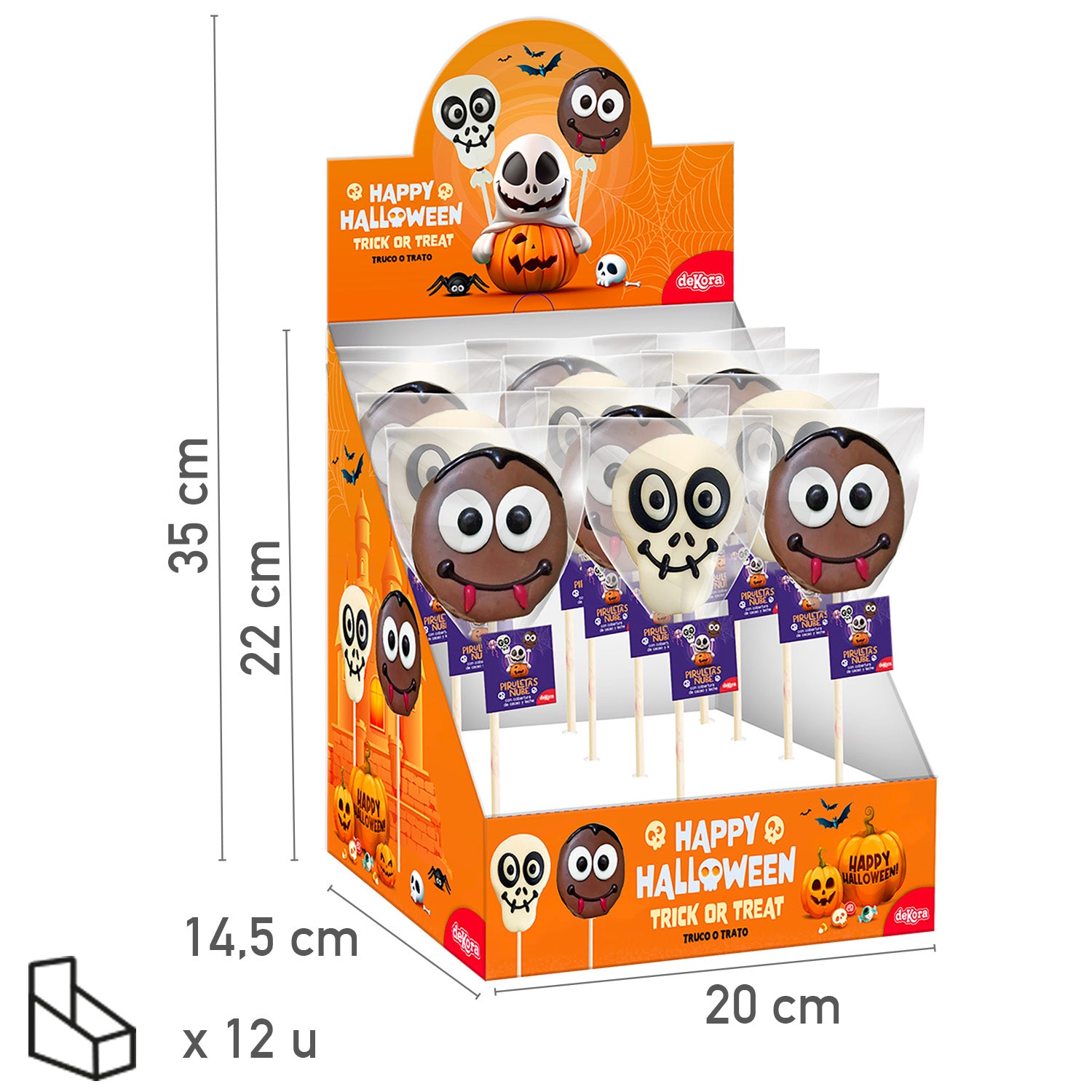 CHUPA-CHUPA DE MALVA COM CHOCOLATE SURT.HALLOWEEN 30G