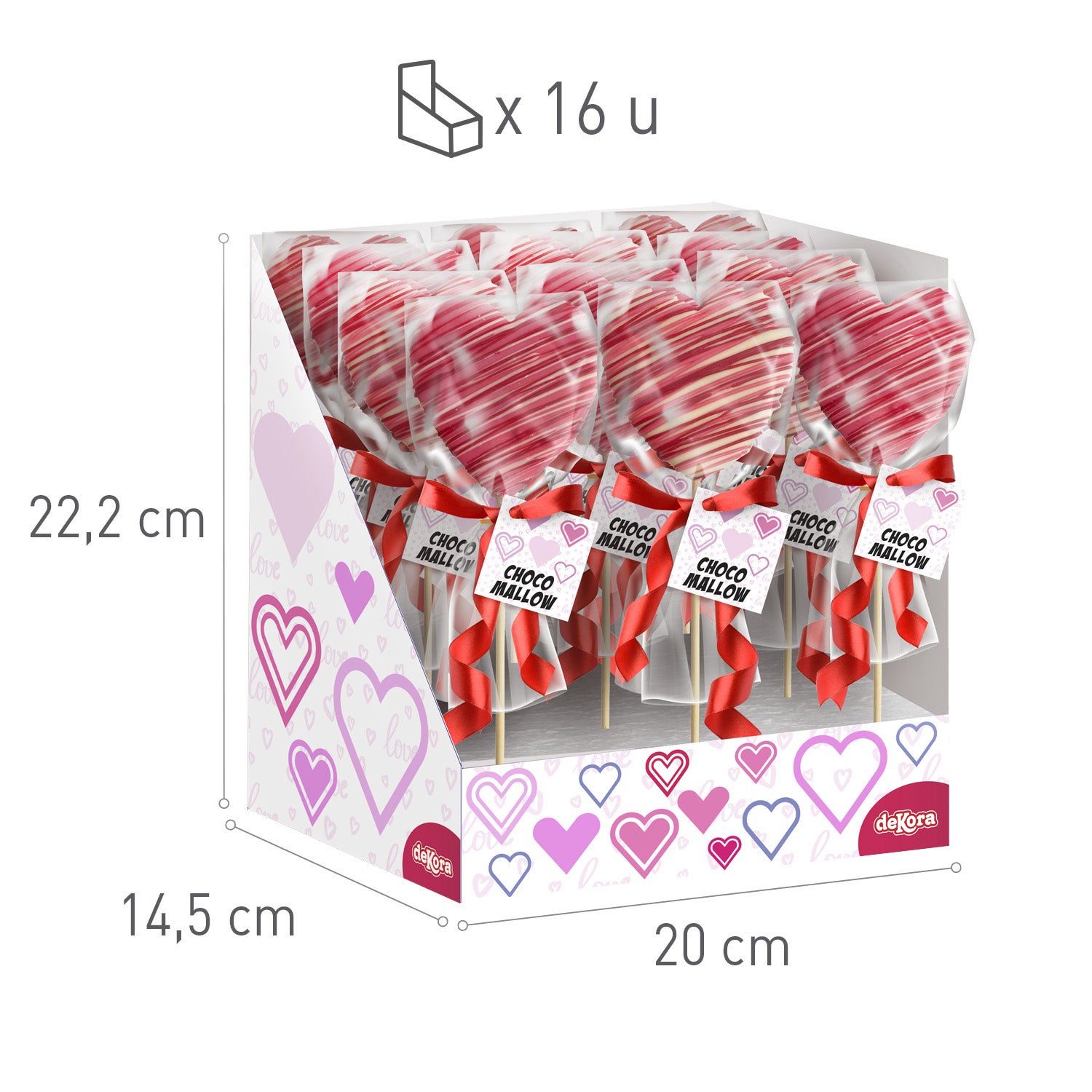 ASSORT. DE SUCETTES EN GUIMAUVE ET DE COEURS EN CHOCOLAT 30G