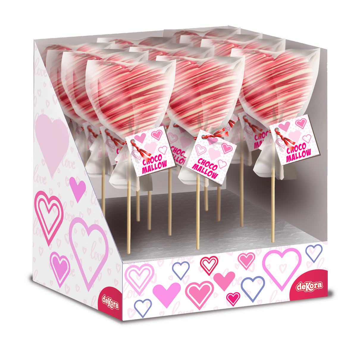 ASSORT. DE SUCETTES EN GUIMAUVE ET DE COEURS EN CHOCOLAT 30G