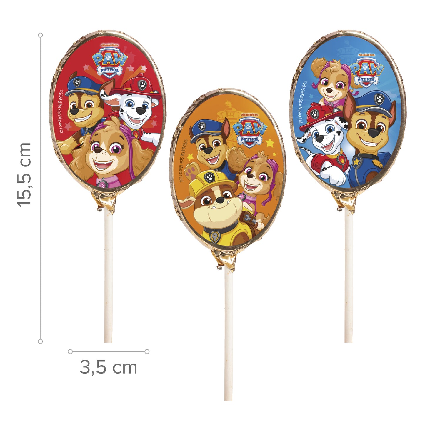 PIRULETAS CHOCOLATE SURTIDAS PAW PATROL  30GR