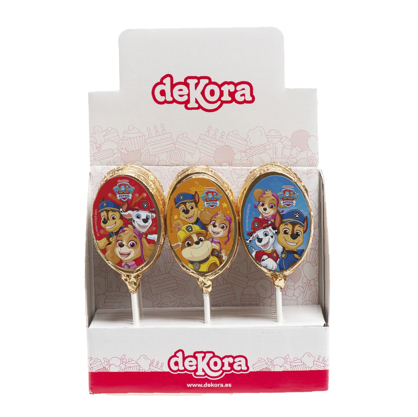PIRULETAS CHOCOLATE SURTIDAS PAW PATROL  30GR