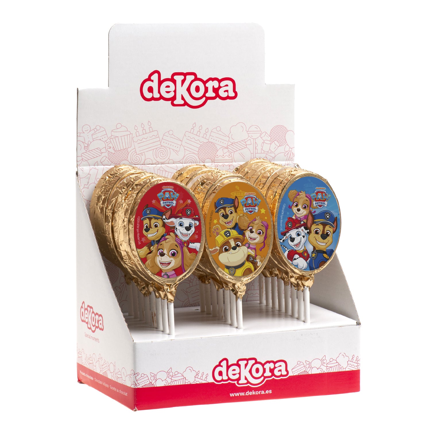 PIRULETAS CHOCOLATE SURTIDAS PAW PATROL  30GR