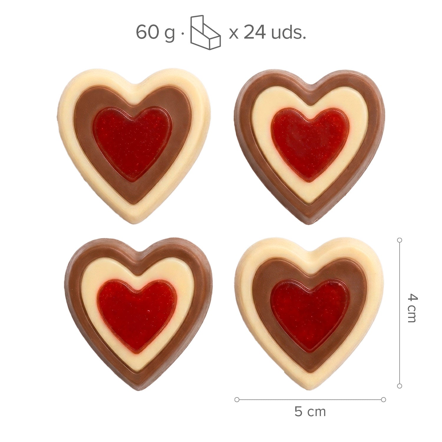 BOITE DE 4 COEURS EN CHOCOLAT 60GR
