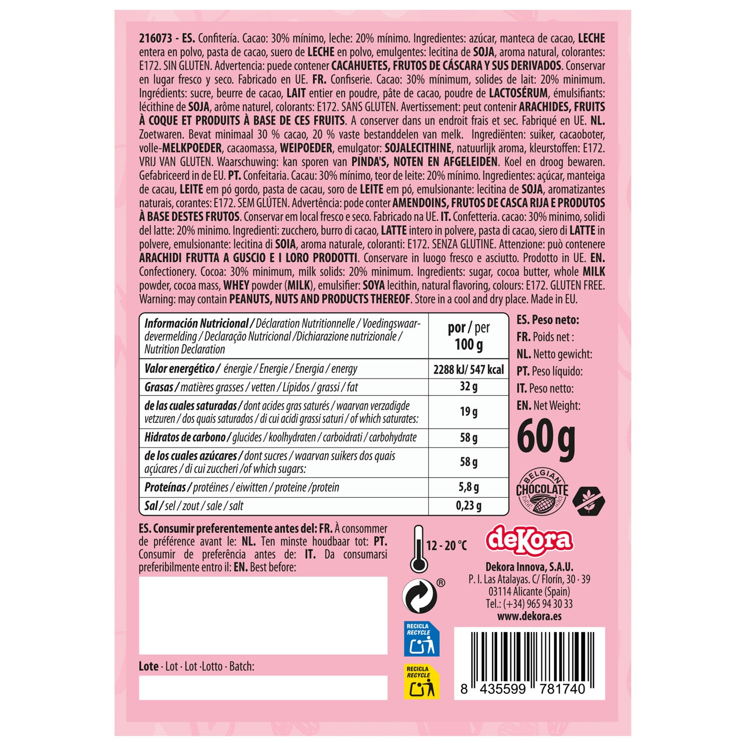 BOITE DE 4 COEURS EN CHOCOLAT 60GR