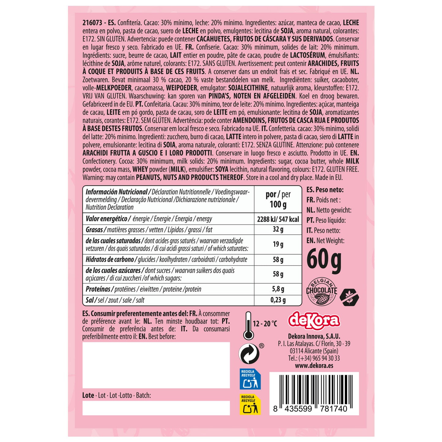 BOITE DE 4 COEURS EN CHOCOLAT 60GR
