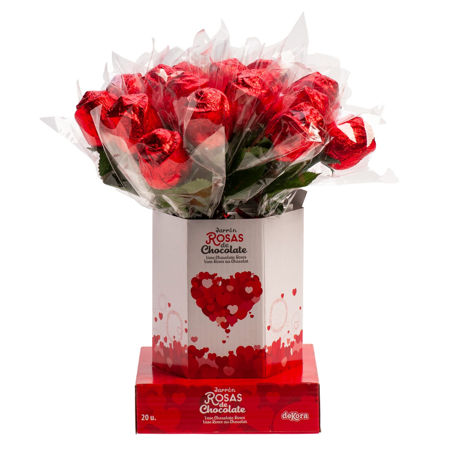 VASE WITH 20 CHOCOLATE ROSES 18GR