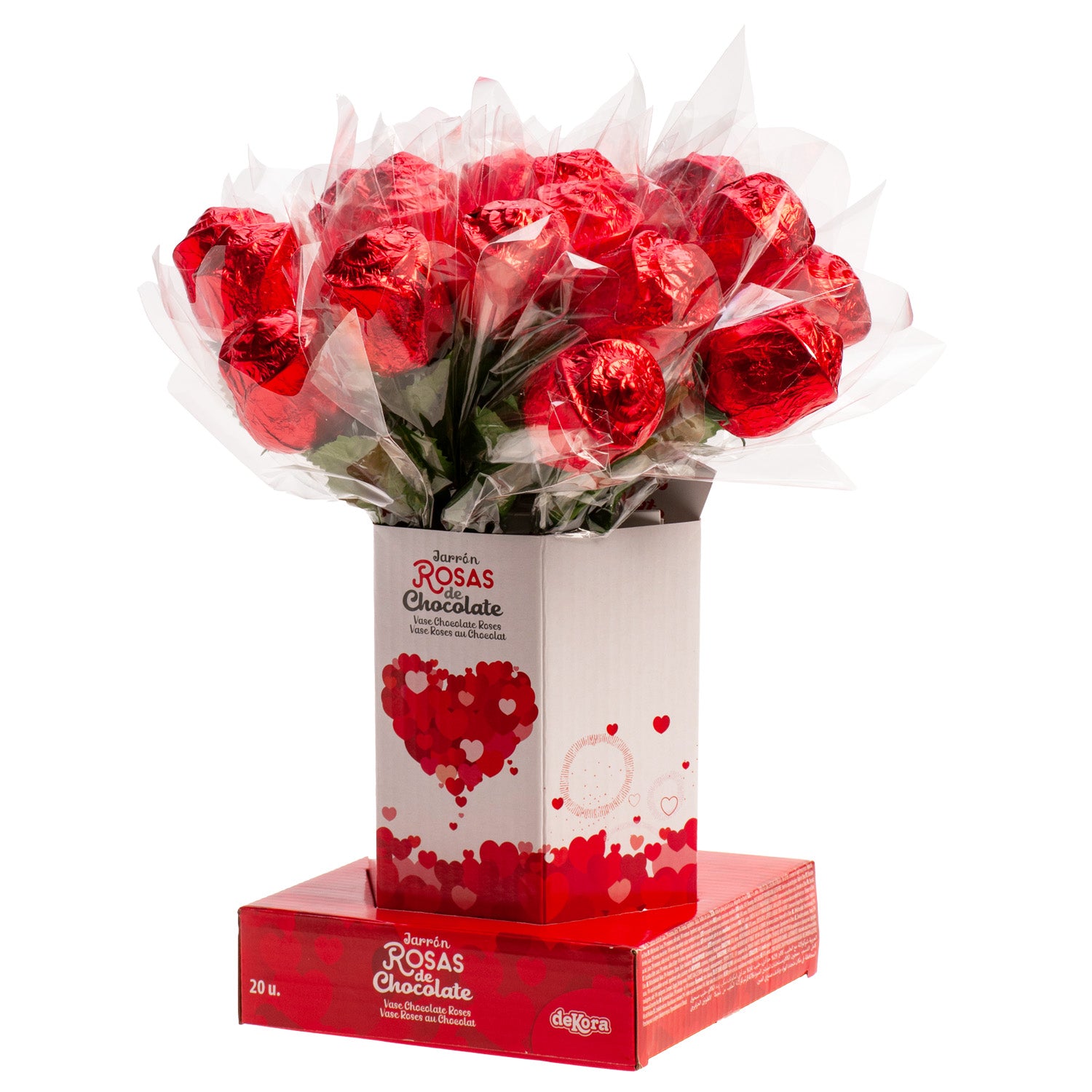 VASE WITH 20 CHOCOLATE ROSES 18GR