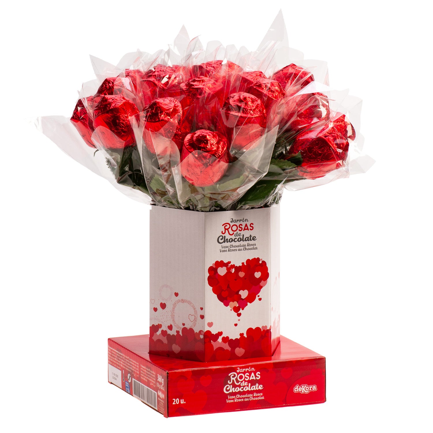 VASE WITH 20 CHOCOLATE ROSES 18GR