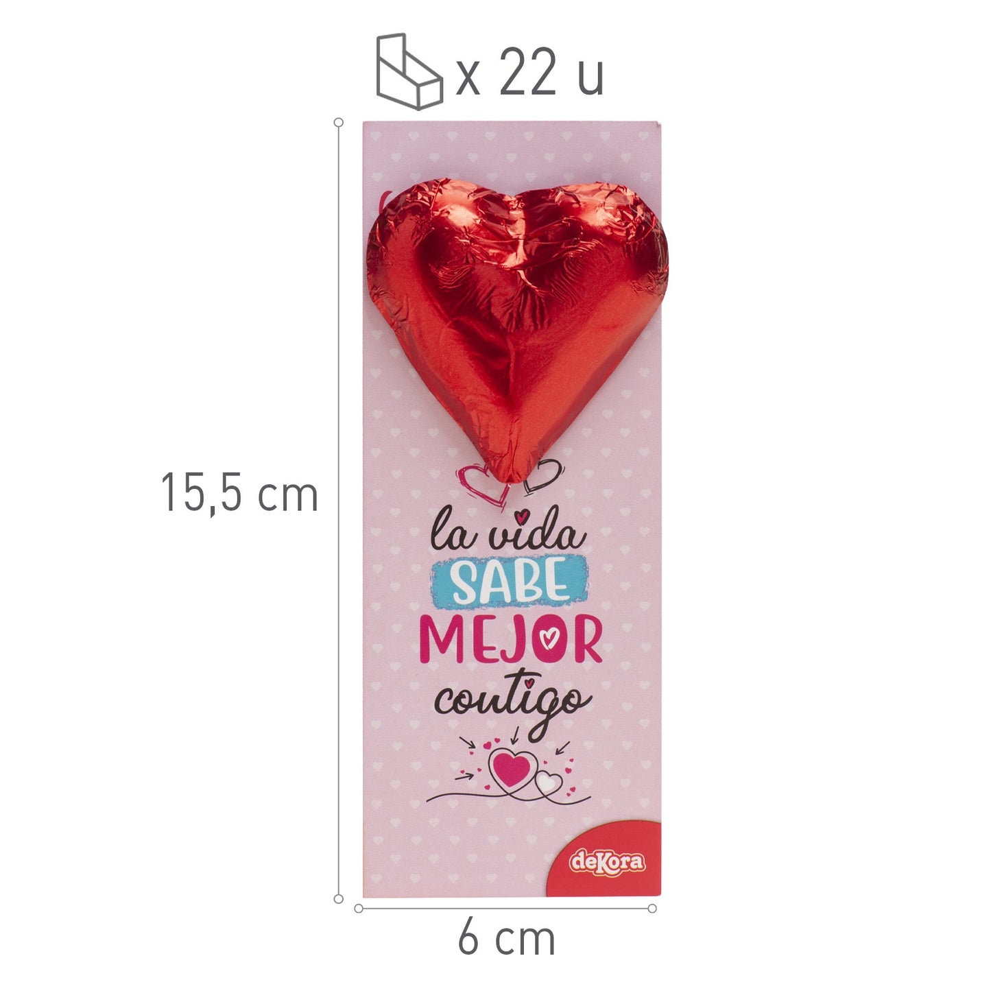 CORAÇÃO DE CHOCOLATE COM MARCADOR DE PÁGINA 25GR