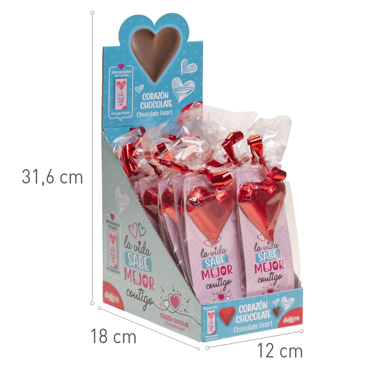 CORAÇÃO DE CHOCOLATE COM MARCADOR DE PÁGINA 25GR