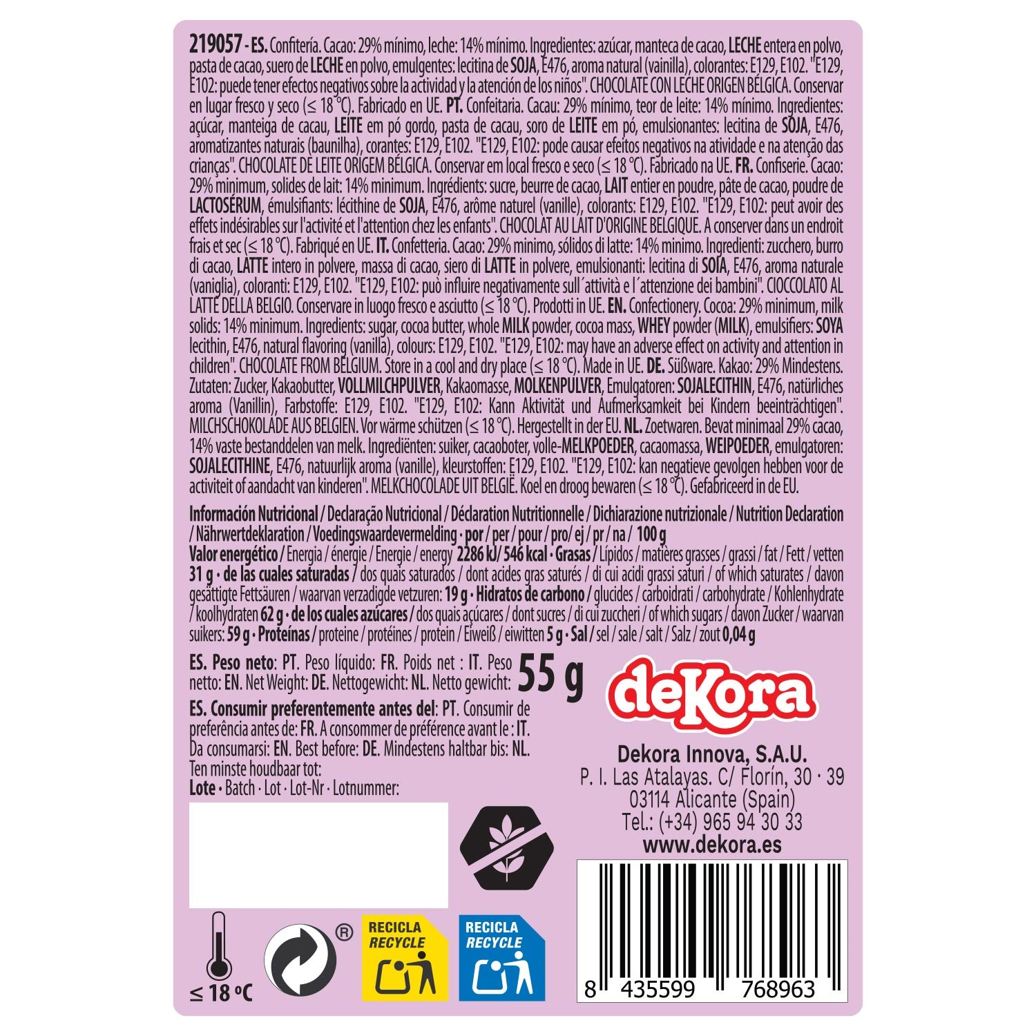 ASSORTIMENT DE LAPINS ET DE POULES EN CHOCOLAT 55 GR