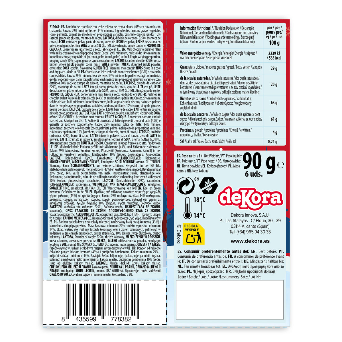 CIOCCOLATINI NATALIZI CON POPPING CANDY 90GR