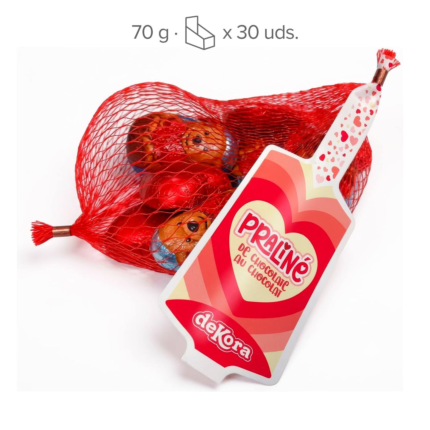 CUORI E ORSCETTI DI CIOCCOLATO ROSSO 70GR