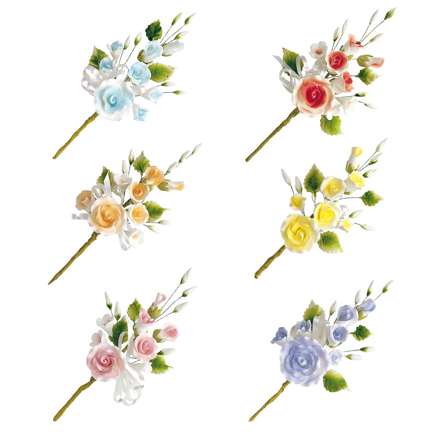 RAMOS DE FLORES PASTILLAJE COLORES SURTIDOS 14CM