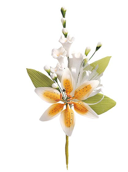 RAMO DECORACION AZUCAR SURTIDO FLROES BLANCAS B3 15CM