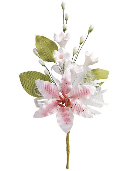 RAMO DECORACION AZUCAR SURTIDO FLROES BLANCAS B3 15CM ALAMBR