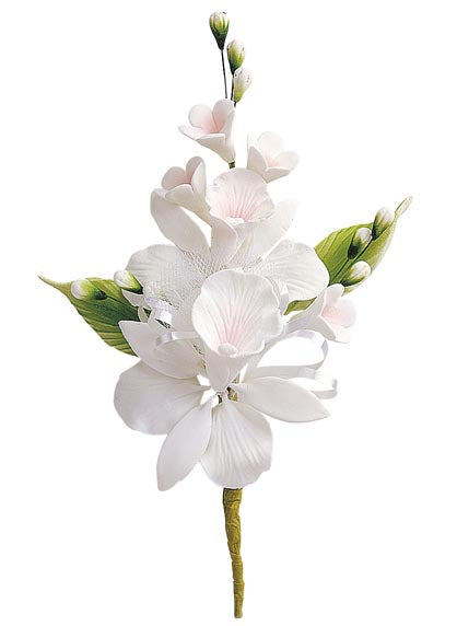 RAMO DECORACION AZUCAR SURTIDO FLROES BLANCAS B3 15CM