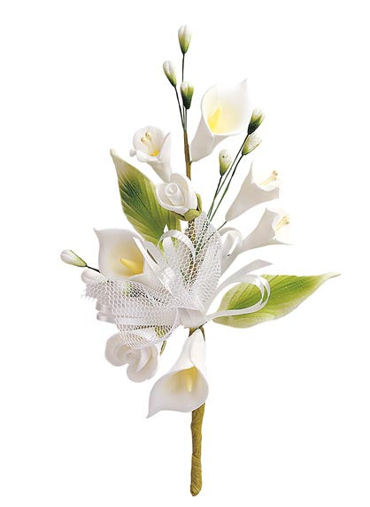RAMO DECORACION AZUCAR SURTIDO FLROES BLANCAS B3 15CM