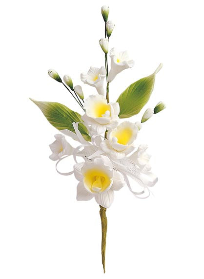 RAMO DECORACION AZUCAR SURTIDO FLROES BLANCAS B3 15CM