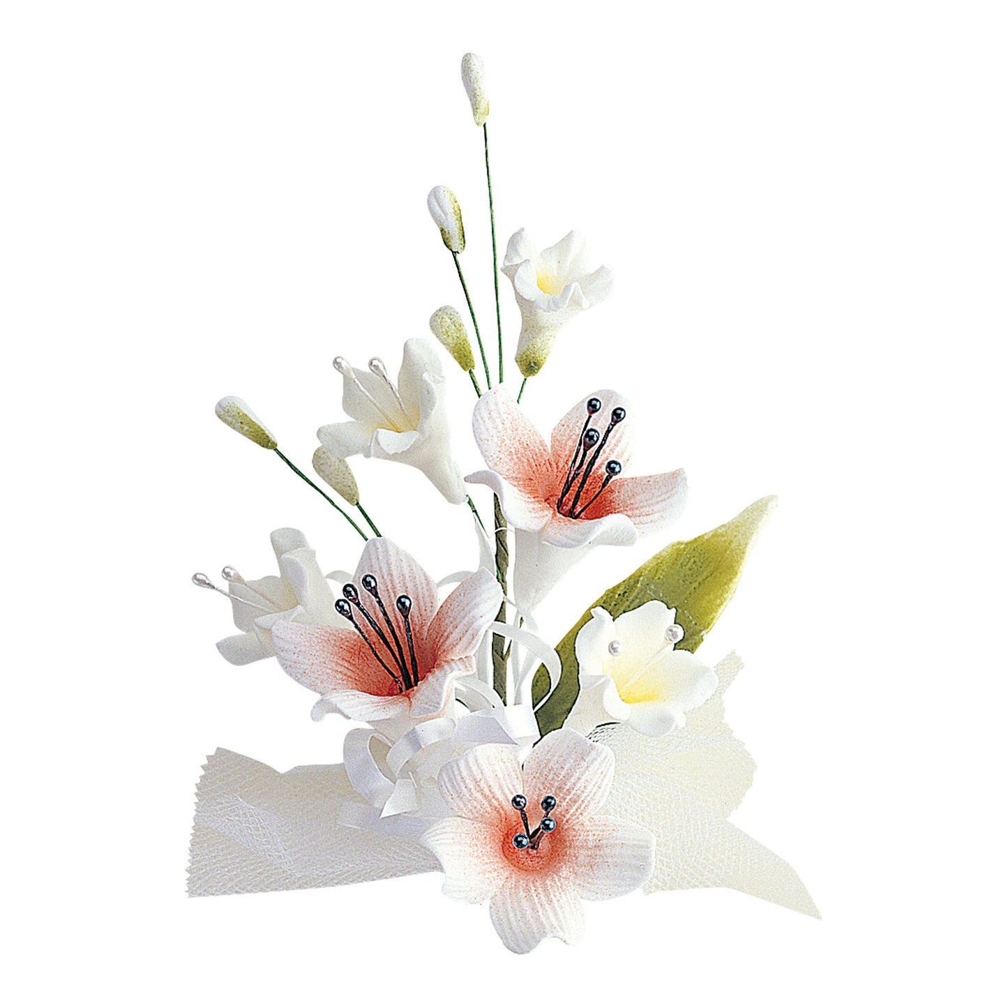 BOUQUETS DE FLEUR PASTILLAGE ASSORTIMENT BLANCHE ET ROUGE 13CM