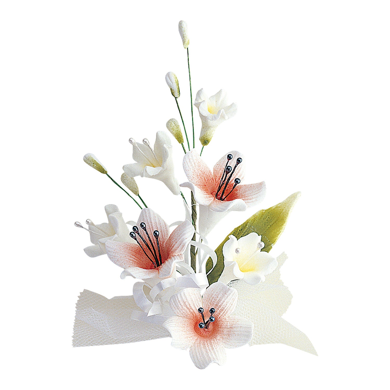 BOUQUETS DE FLEUR PASTILLAGE ASSORTIMENT BLANCHE ET ROUGE 13CM