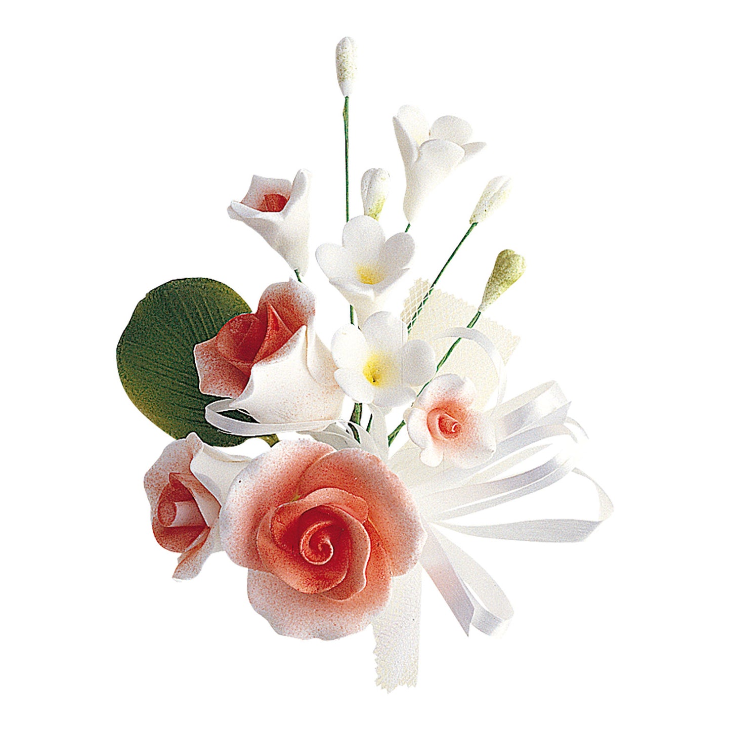 BOUQUETS DE FLEUR PASTILLAGE ASSORTIMENT BLANCHE ET ROUGE 13CM