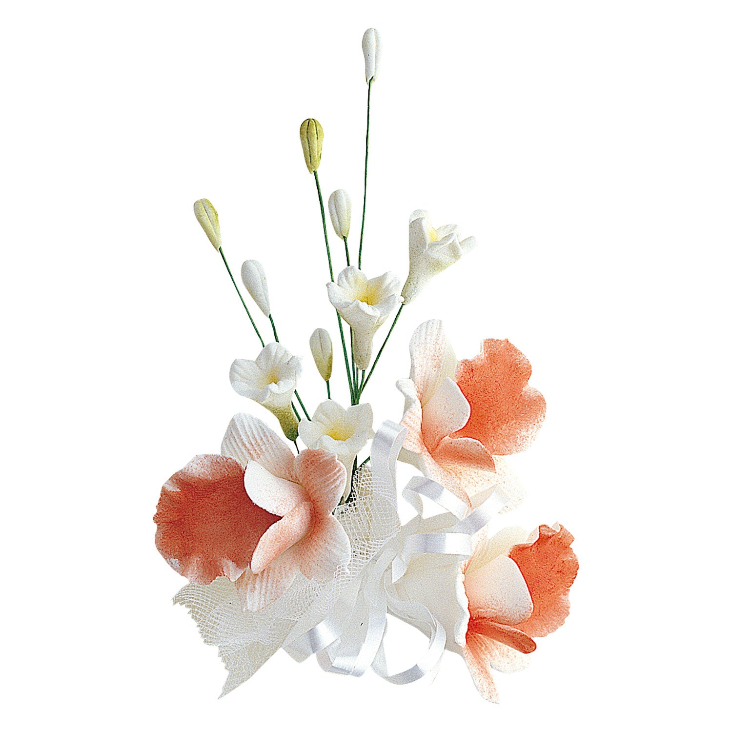 BOUQUETS DE FLEUR PASTILLAGE ASSORTIMENT BLANCHE ET ROUGE 13CM